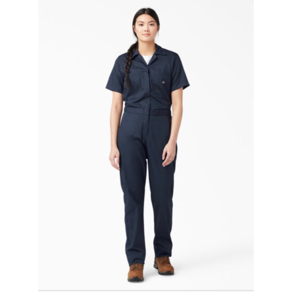 DICKIES FLEX TEMP-IQ SHORT SLEEVE COVERALLS DARK NAVY WOMENS SZ L